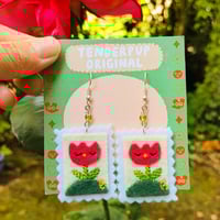 Image 1 of Tulip (Light Yellow) Stamp Earrings