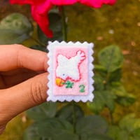 Image 2 of Lucky Dove (Pink) Stamp Brooch