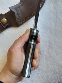 Image 3 of Survival Heavy Duty Stainless Steel Fixed Knife with Decorated Leather Sheath