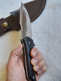 Image 2 of Survival Heavy Duty Stainless Steel Fixed Knife with Decorated Leather Sheath