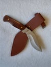 Kukri Stainless Steel Fixed Knife with Rosewood Handle Leather Sheath
