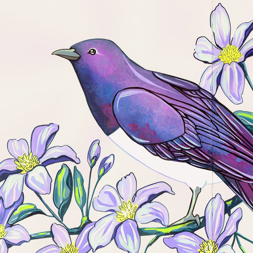 Image of Amethyst Starling and Clematis