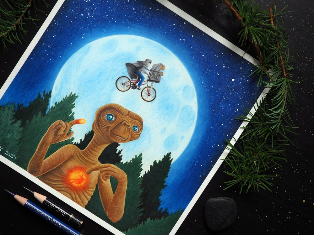 1982 E.T. the Extra-Terrestrial Steven Spielberg Fine Art Print