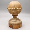 Antique Pinewood Natural Toned Architectural Finial with Orb supported by Acanthi Leaves