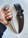 Karambit Stainless Steel Fixed Knife with G10 Handle and Decorated Skull Leather Sheath 