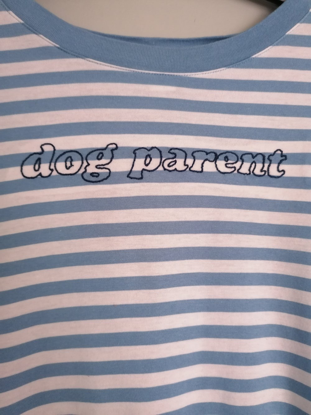 Image of dog parent stripe tee