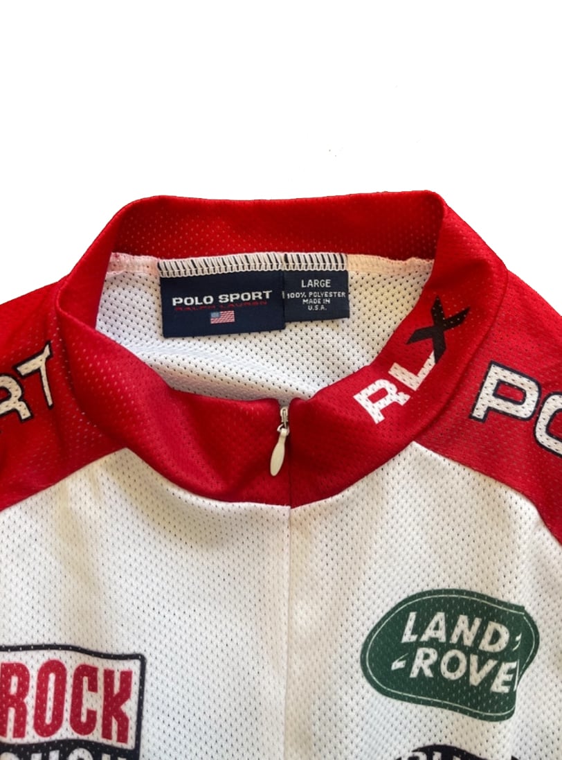 Vintage s Ralph Lauren Polo Sport Cycling Jersey   Red   WAY OUT