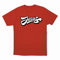 Image 1 of Tee with White, Gray and Black Jesus Logo
