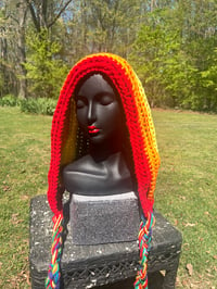 Image 2 of Braided Rainbow Crocheted Hat