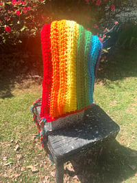 Image 3 of Braided Rainbow Crocheted Hat
