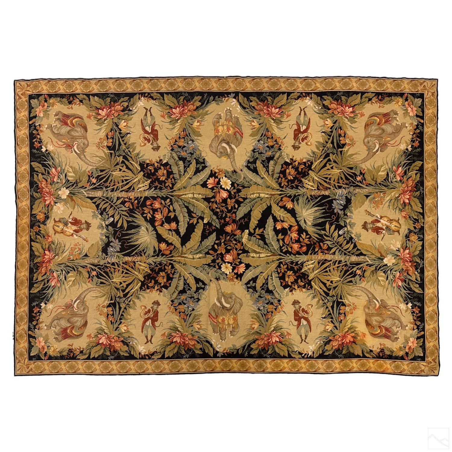Image of Vintage Oriental Wool Area Rug by Rex & Rex inspired by the Rococo Singerie Genre