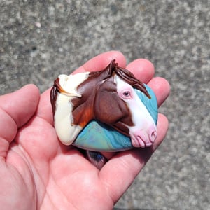 Image of XL. Monty - Pinto Mustang - Lampwork Glass Sculpture Pendant Bead
