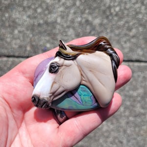 Image of XXL. Aurora - Dun Grulla Horse - Flamework Glass Sculpture Bead