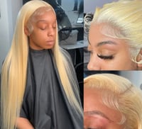 Image 1 of Blonde Straight Virgin Hair 360 ° Lace Wig -Pre-plucked