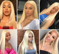 Image 4 of Blonde Straight Virgin Hair 360 ° Lace Wig -Pre-plucked