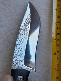 Image 4 of Fixed Blade Hunting Knife Stainless Steel Black Leather Sheath Ebony Wood Handle