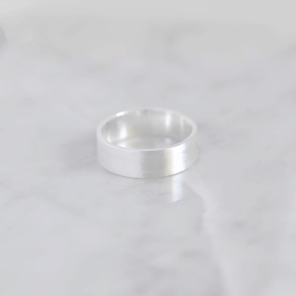 Image of Classic flat band silky polished silver ring