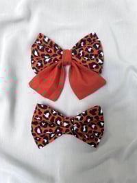 Image 1 of Red Leopard Sailor Bow / Bow Tie