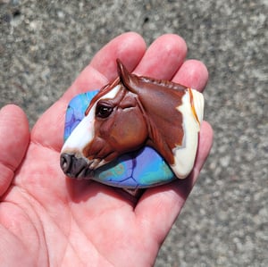 Image of XXL. Booker - Pinto Quarter Horse - Flamework Glass Sculpture Bead