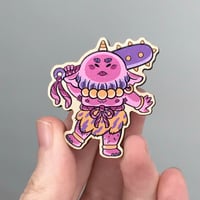 Image 1 of Full Oni Demon - Yokai Wooden Pin Badge