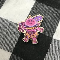 Image 5 of Full Oni Demon - Yokai Wooden Pin Badge