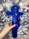 Santa Muerte Altar Doll In Blue For Creativity,Art and Business Endeavors by Ugly Shyla 