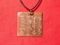 Image of Four Directions of the World Rune Stave Pendant (Engraved Brass)