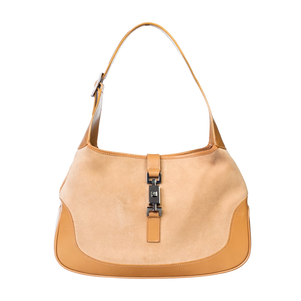 Image of Gucci Jackie Suede Light Brown Shoulder Bag