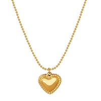 Image 1 of 18K GOLD PLATED STAINLESS STEEL "HEART"  Beaded Necklace 