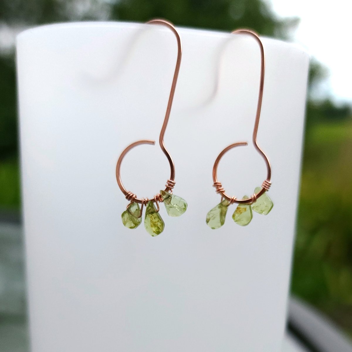 Image of Paise Drop Earring in Peridot and Copper