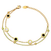 18K Gold Plated Stainless Steel Black and White Circle Bracelet