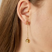 Image 2 of 18K gold plated stainless steel stud and hanging ball earrings.