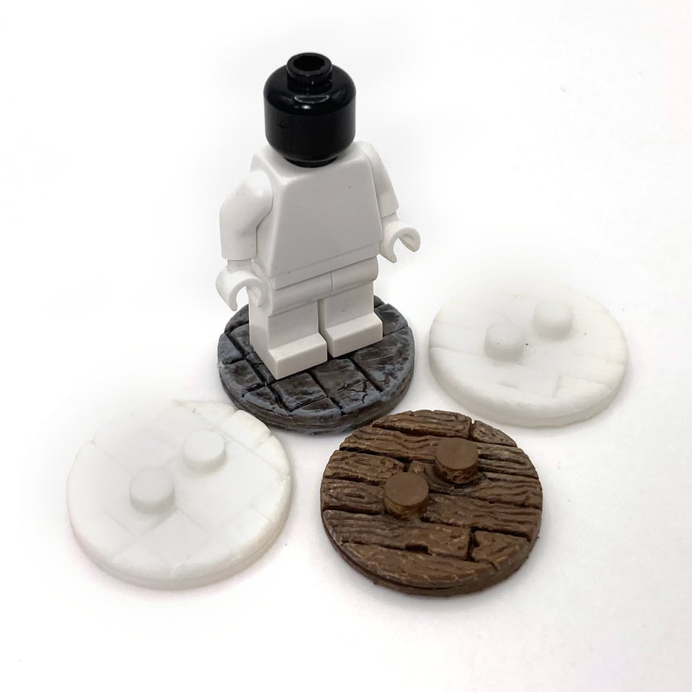 Image of Minifigure Stands - Wood/Stone