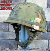 Image 1 of Vietnam McCord M-1C Helmet & Westinghouse Paratrooper liner Mitchell Camo Cover DEATH FROM ABOVE