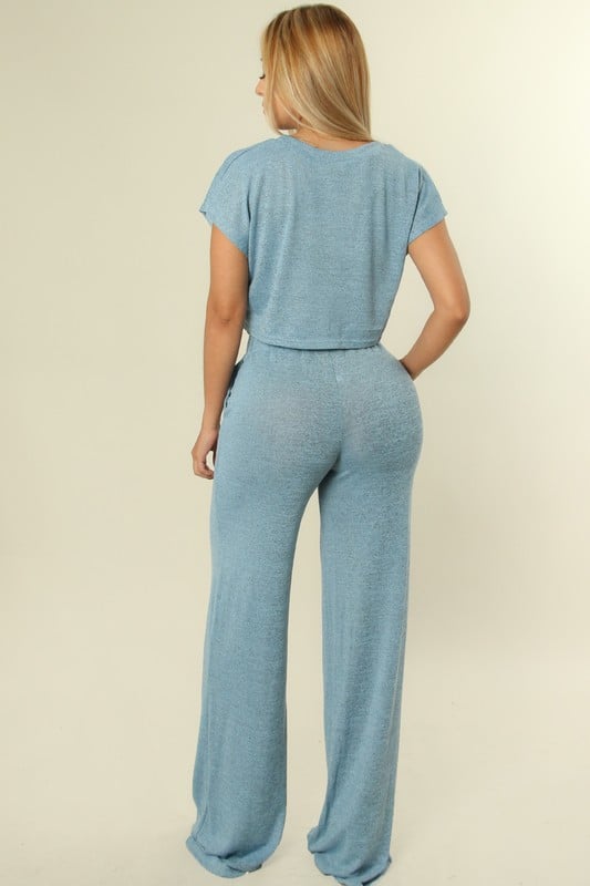 Blue Cropped Pant Set 