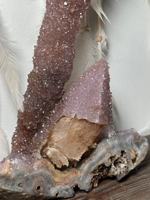 XXL SELF STANDING AMETHYST AFTER CALCITE STALACTITE WITH NATURAL CONE -INDIA-