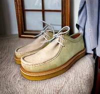 Image 1 of W. Bunch Wallabee light grey genuine cow suede shoes made in Spain. 