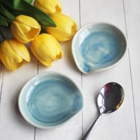 Image 5 of Medium Spoon Rest in Sea Glass Blue Glaze, Handmade Pottery, Made in USA
