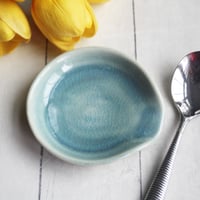Image 1 of Medium Spoon Rest in Sea Glass Blue Glaze, Handmade Pottery, Made in USA