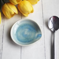 Image 3 of Medium Spoon Rest in Sea Glass Blue Glaze, Handmade Pottery, Made in USA