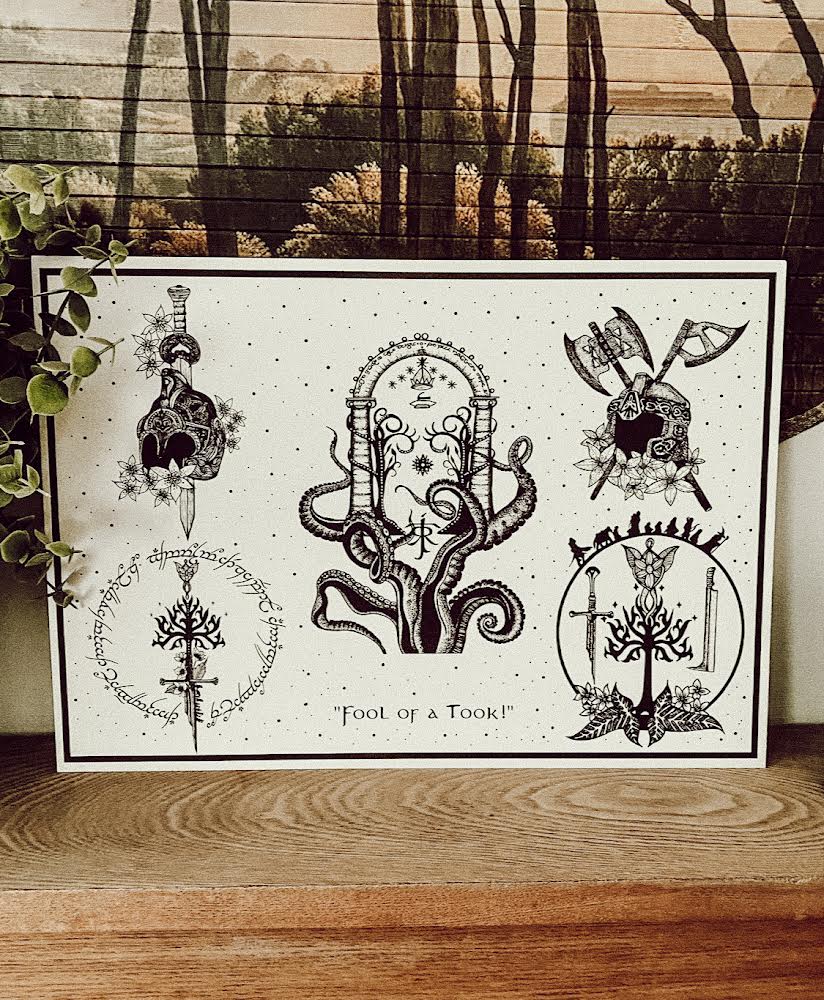 Lord of the rings tattoo inspired flash sheet