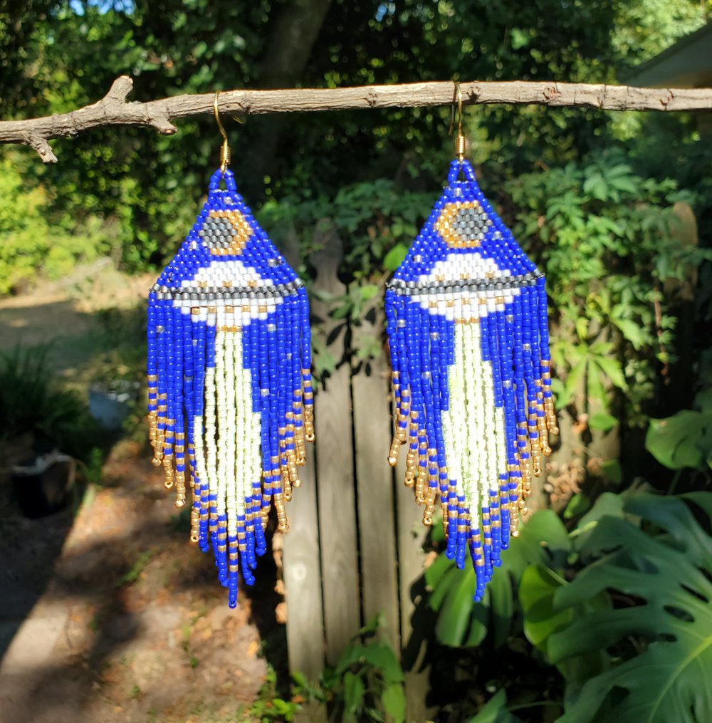 Image of UFO Beaded Fringe Earrings