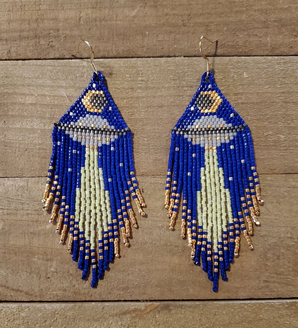 Image of UFO Beaded Fringe Earrings