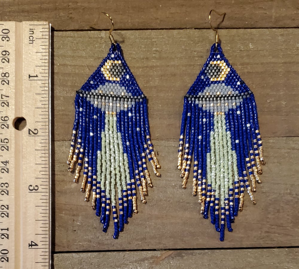 Image of UFO Beaded Fringe Earrings