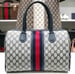 Image of Vtg Gucci XL Blue Monogram Boston Bag 