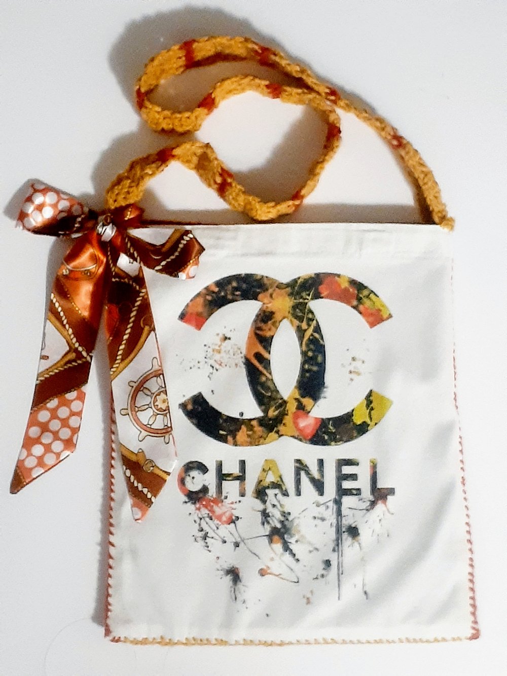 Image of CHANEL inspired, Sublimation, Crochet Tote Bag