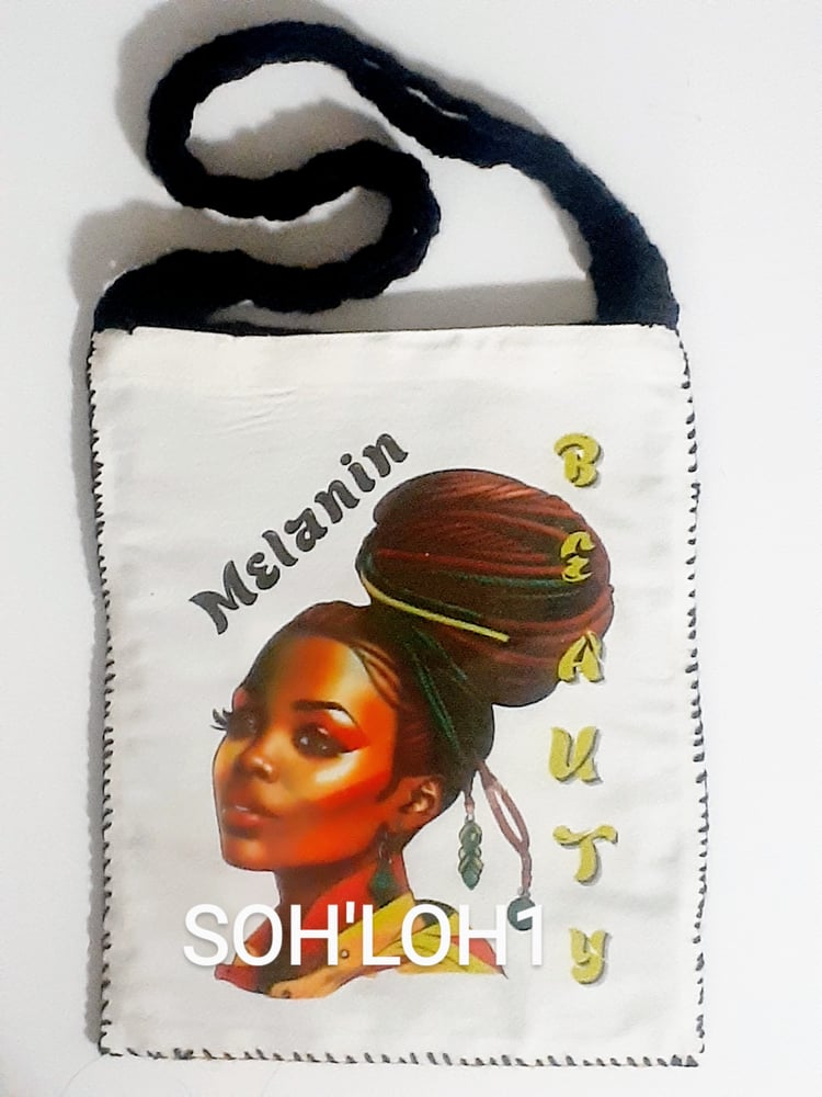 Image of Melanin Beauty, Sublimation, Crochet Tote Bag