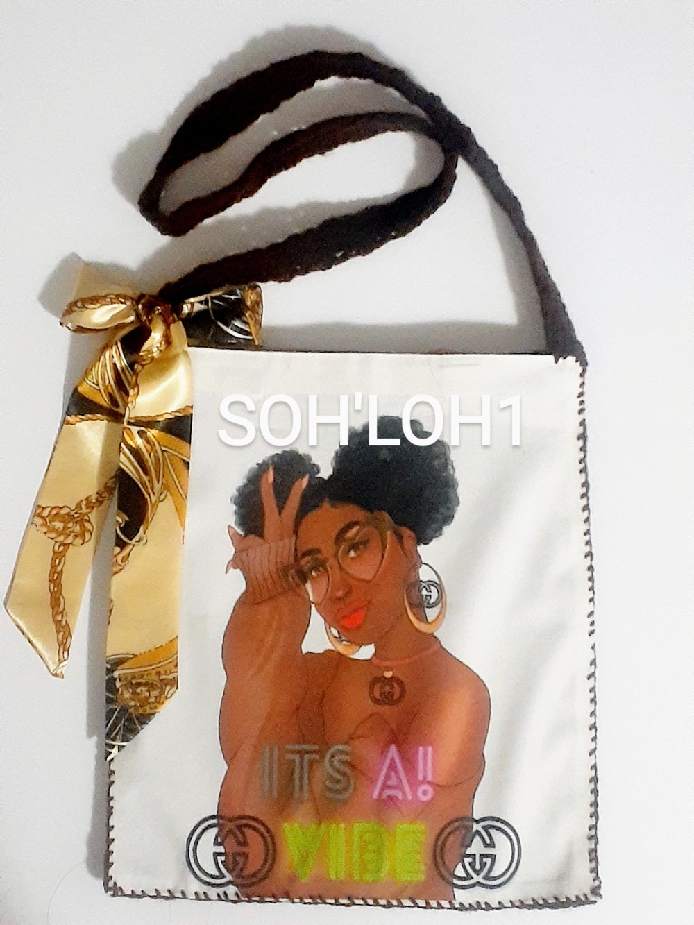 Image of Its A Vibe, Gucci Inspired, Melanin, Sublimation Tote Bag
