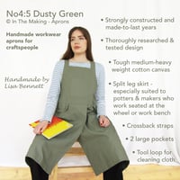 Image 2 of NEW COLOUR! Split Leg Canvas Apron for Potters/Makers, Crossback. Dusty Green No4:5