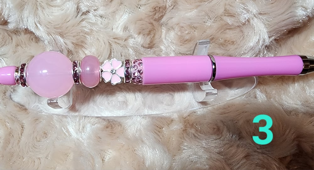 Image of Bright Pink Beaded Pen 